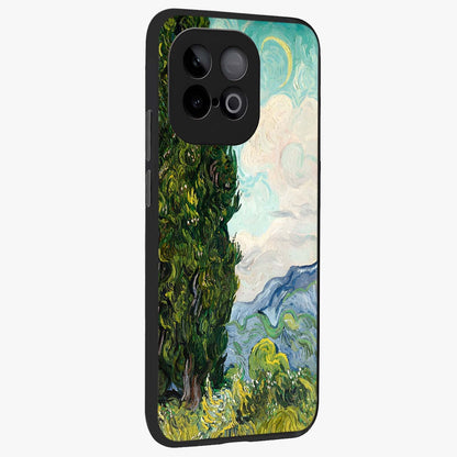 Van Gogh Vintage Art Glass Case upright view showcasing elegant vintage painting artwork with artistic heritage theme.