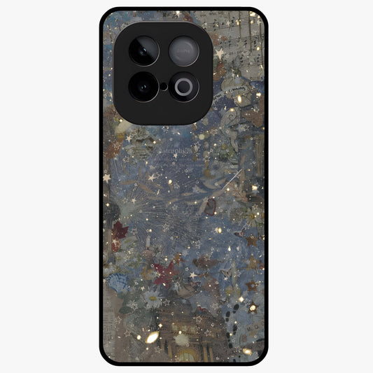 Aesthetic Astrolophia Glass Case showing flat back view with dreamy aesthetic design and glossy glass finish.