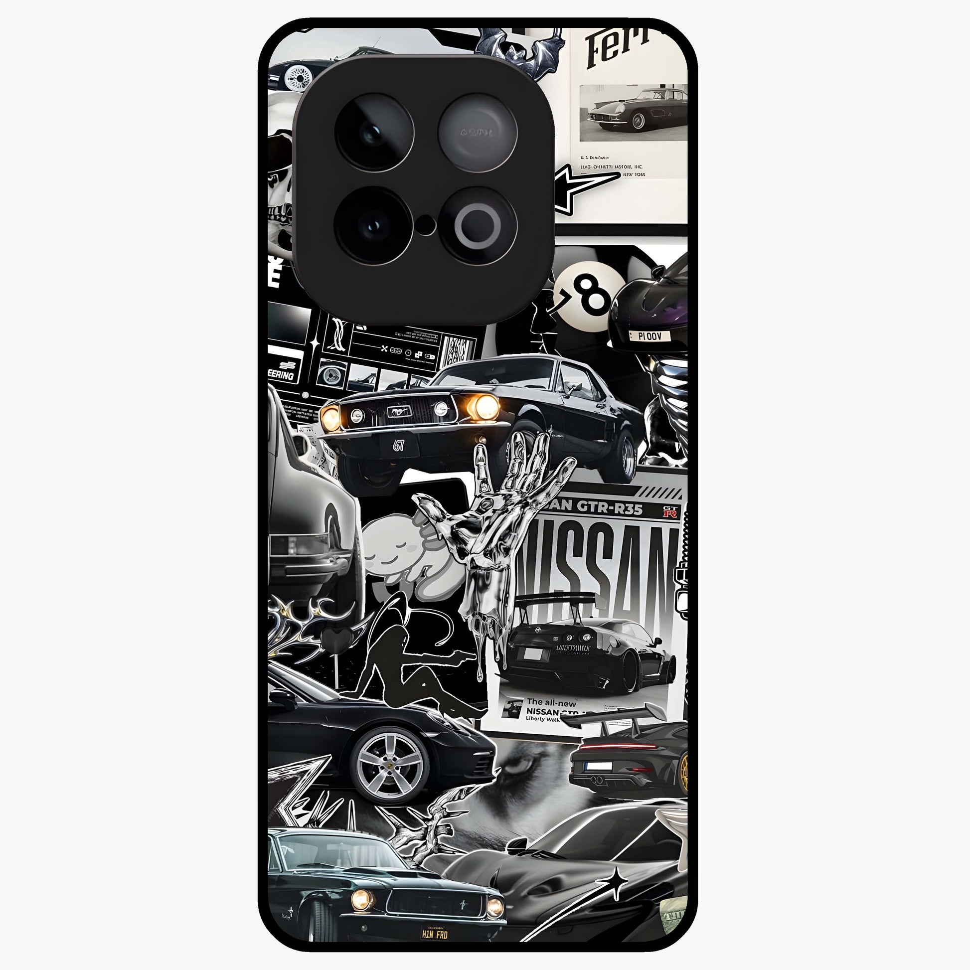 Aesthetic Dark Love Glass Case showing flat back view with dark romantic artwork and glossy glass finish.