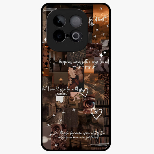 Bittersweet Aesthetic Chaos Glass Case showing flat back view with artistic chaotic aesthetic design and glossy glass finish.