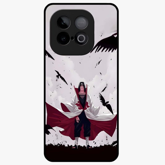 Crimson Crow Ascension Glass Case showing flat back view with mystical crow artwork and glossy glass finish.