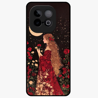 Crimson Dreams Glass Case showing flat back view with dreamy crimson artwork and glossy glass finish.