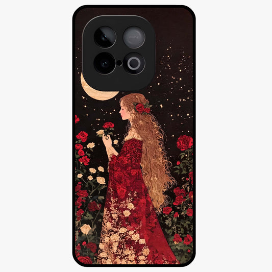 Crimson Dreams Glass Case showing flat back view with dreamy crimson artwork and glossy glass finish.