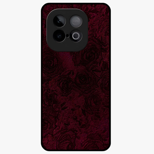 Crimson Fade Flow Glass Case showing flat back view with flowing crimson gradient artwork and glossy glass finish.