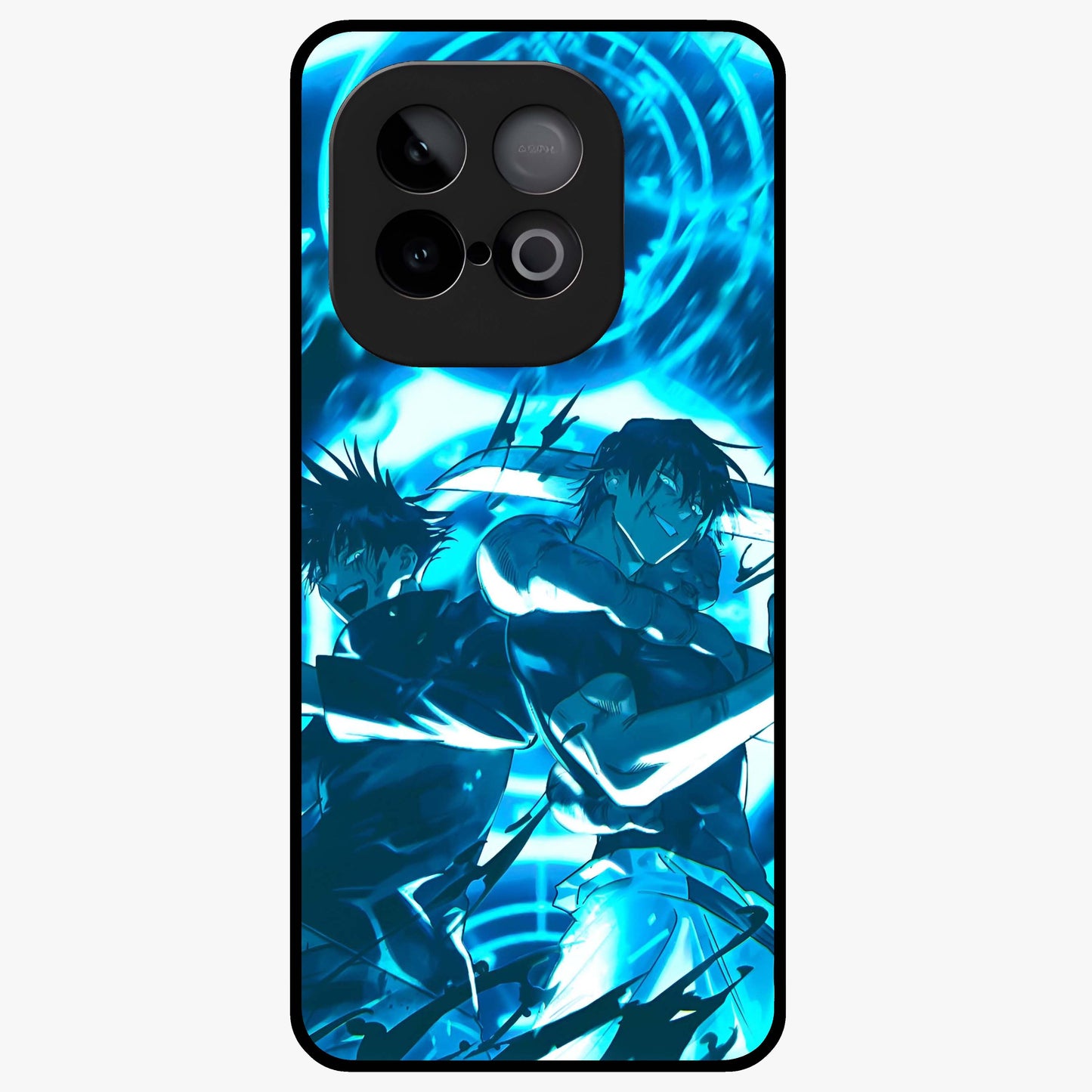 Cursed Energy Clash Glass Case showing flat back view with intense cursed energy artwork and glossy glass finish.