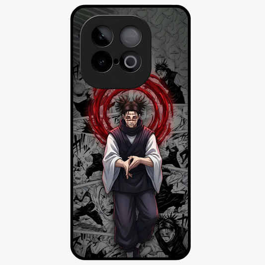 Cursed Ritual Ascension Glass Case showing flat back view with dark ritual themed artwork and glossy glass finish.