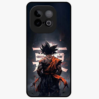 Dark Warrior In Rain Glass Case showing flat back view with warrior artwork in rainy atmosphere and glossy glass finish.