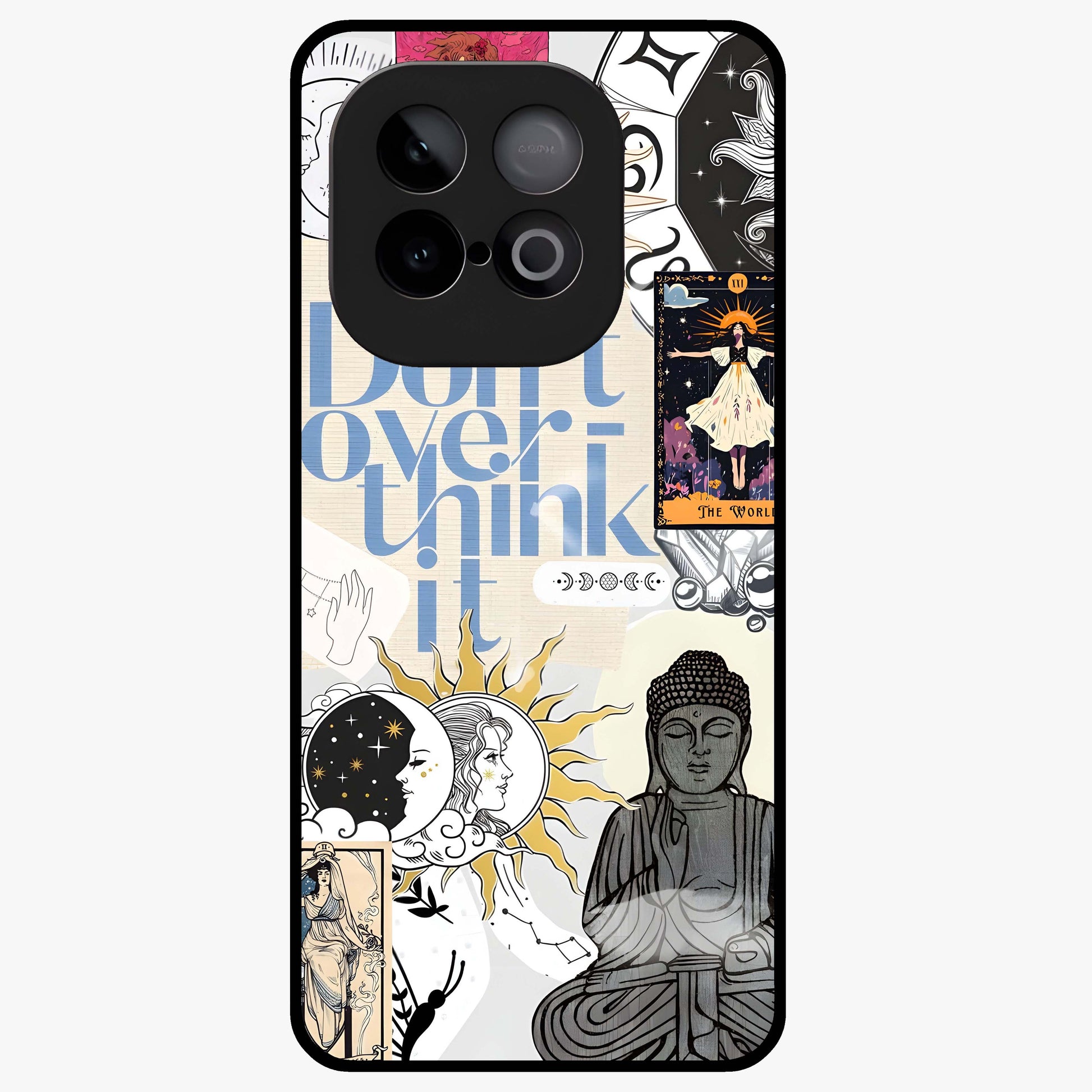 Ethereal Thoughts Glass Case showing flat back view with dreamy artistic artwork and glossy glass finish.