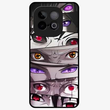 Eyes of Destiny Glass Case showing flat back view with striking eye themed artwork and glossy glass finish.