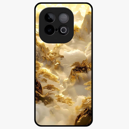Gates Of Illumination Glass Case showing flat back view with mystical illuminated gate artwork and glossy glass finish.