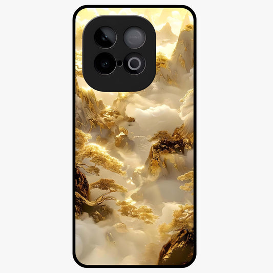 Gates Of Illumination Glass Case showing flat back view with mystical illuminated gate artwork and glossy glass finish.