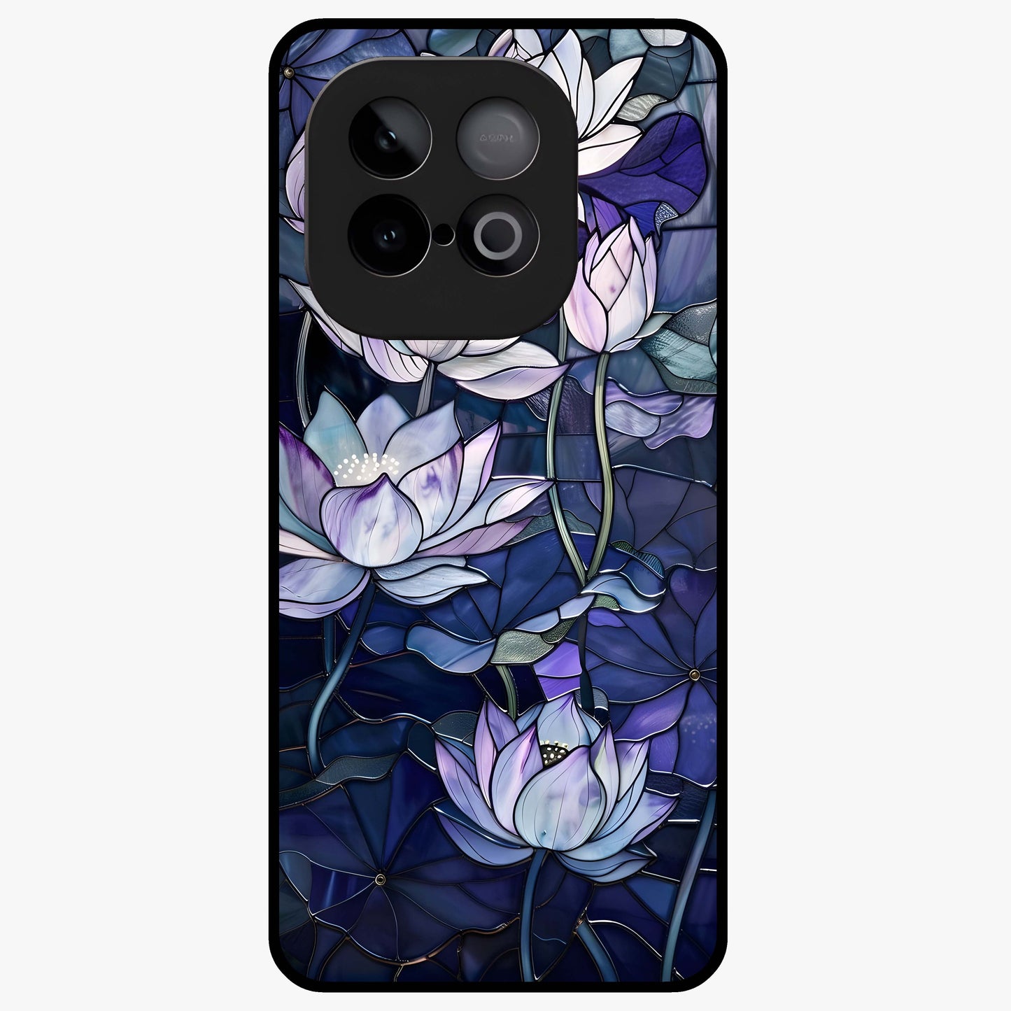 Gloss Petal Rush Glass Case showing flat back view with glossy flower petal artwork and smooth glass finish.