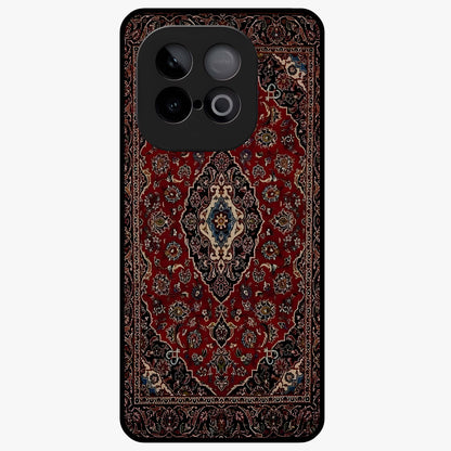 Heritage Carpet Royale Glass Case showing flat back view with ornate Persian carpet inspired pattern and glossy glass finish.
