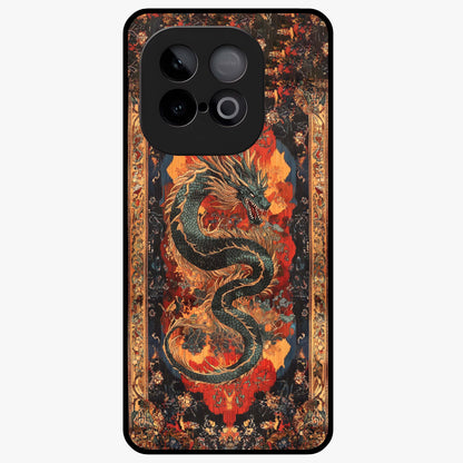 Inferno Dragon Soul Glass Case showing flat back view with fiery dragon artwork and glossy glass finish.