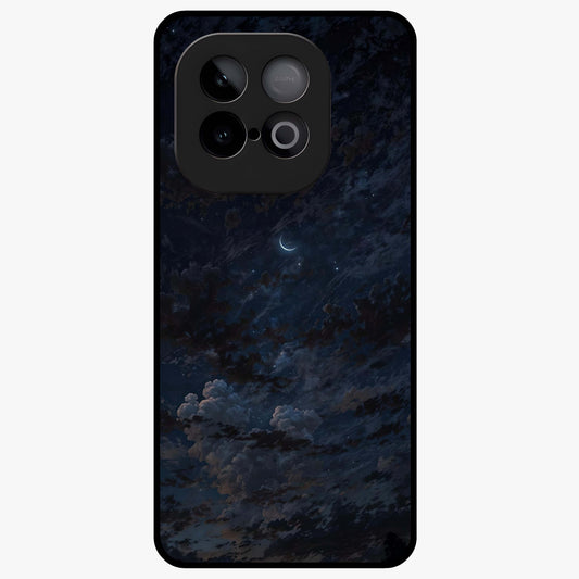 Lunar Veil Silence Glass Case showing flat back view with mystical moon veil artwork and glossy glass finish.