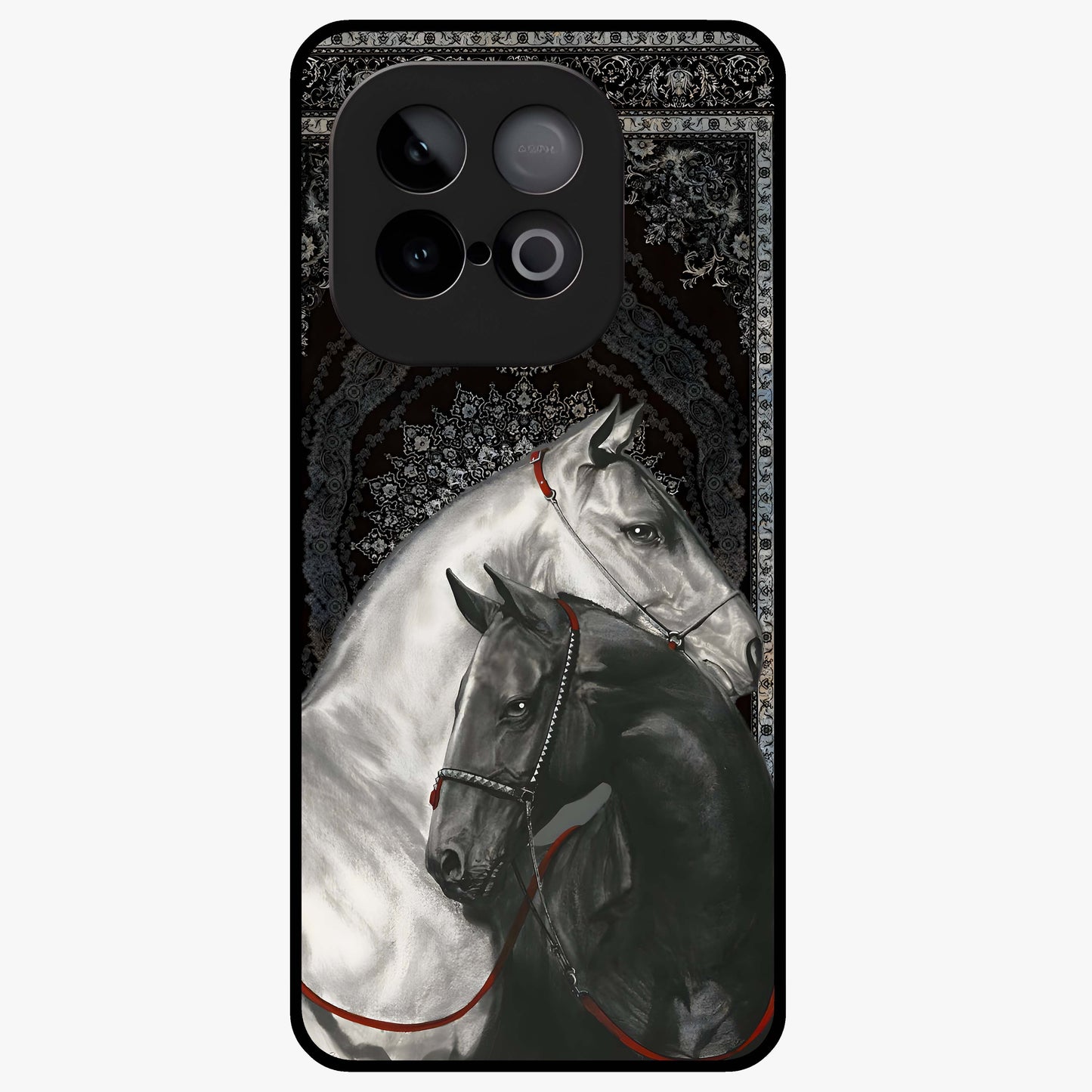 Majestic Ride Legacy Glass Case showing flat back view with powerful automotive inspired artwork and glossy glass finish.