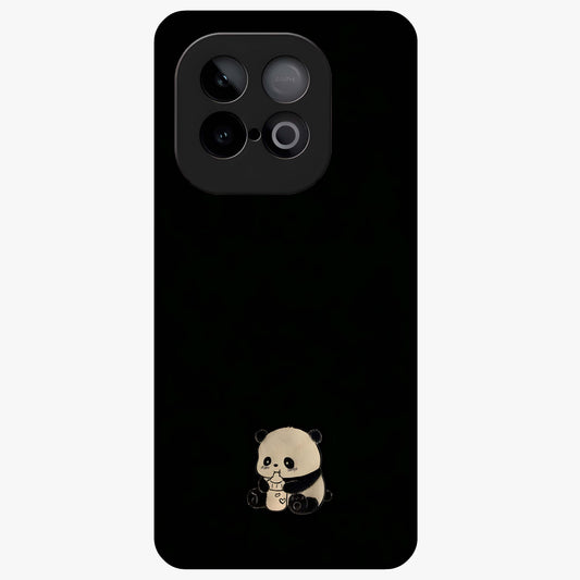 Midnight Panda Love Glass Case showing flat back view with cute panda themed artwork and glossy glass finish.