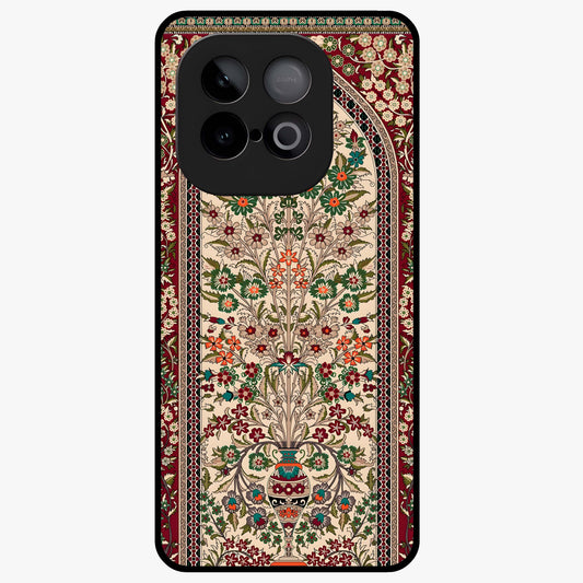 Persian Inspired Glass Case showing flat back view with ornate Persian style pattern artwork and glossy glass finish.
