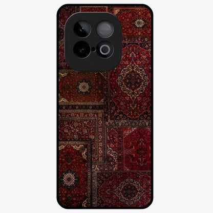 Persian Velvet Tale Glass Case showing flat back view with luxurious Persian velvet pattern artwork and glossy glass finish.