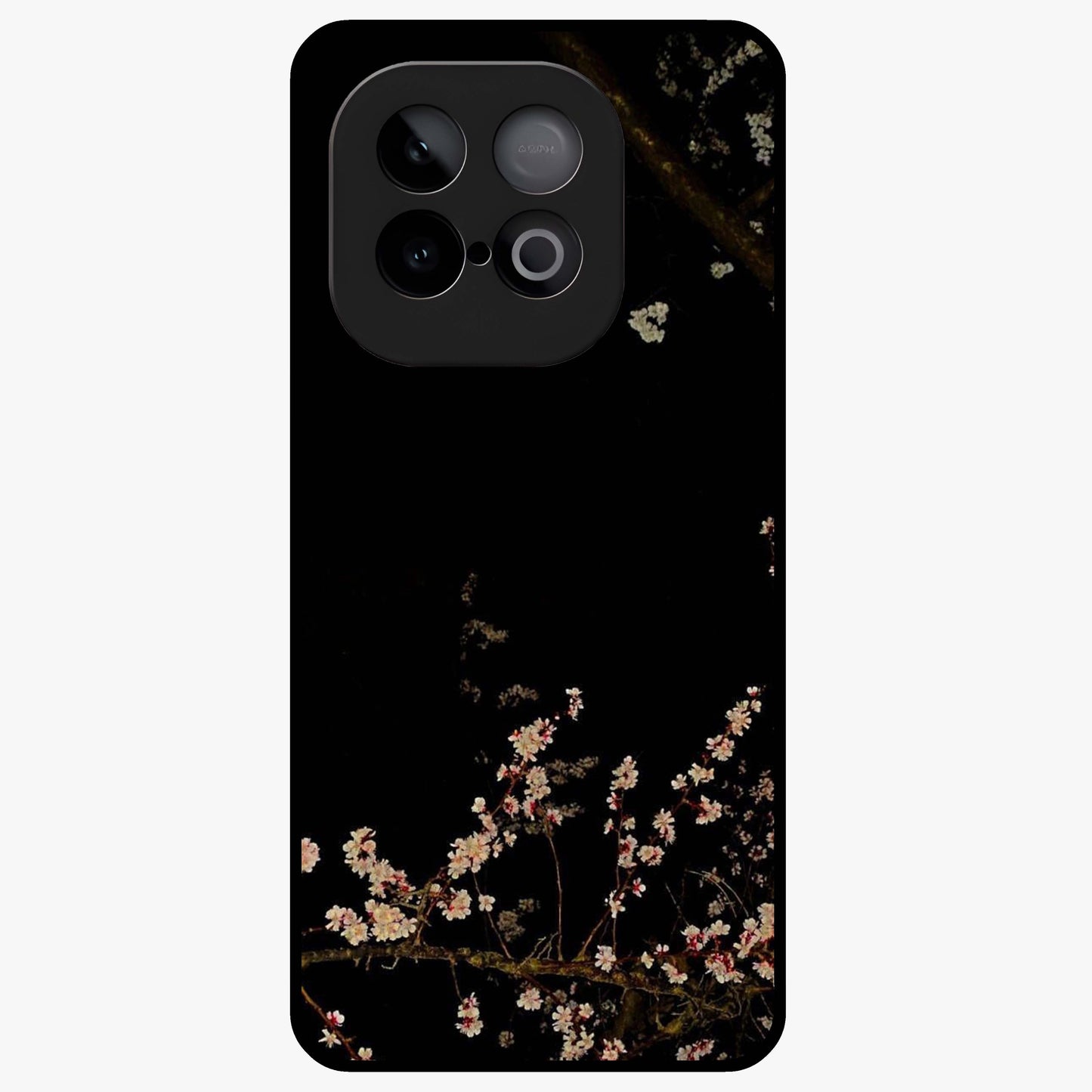 Petal Moon Light With Custom Name Glass Case showing flat back view with floral moonlight artwork and personalized name design.