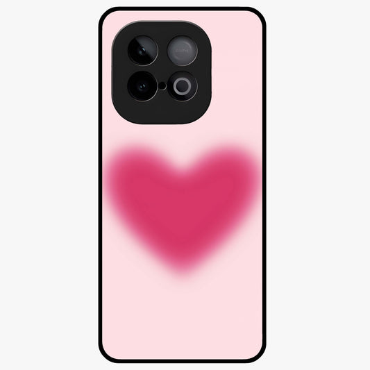 Pink Aura Heart Glass Case showing flat back view with glowing heart artwork and glossy glass finish.