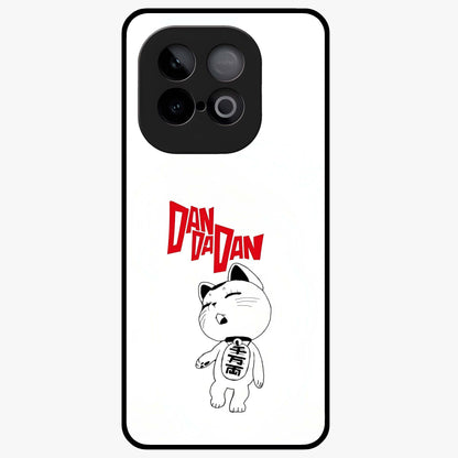 Playful Spirit Charm Glass Case showing flat back view with cheerful charm themed artwork and glossy glass finish.