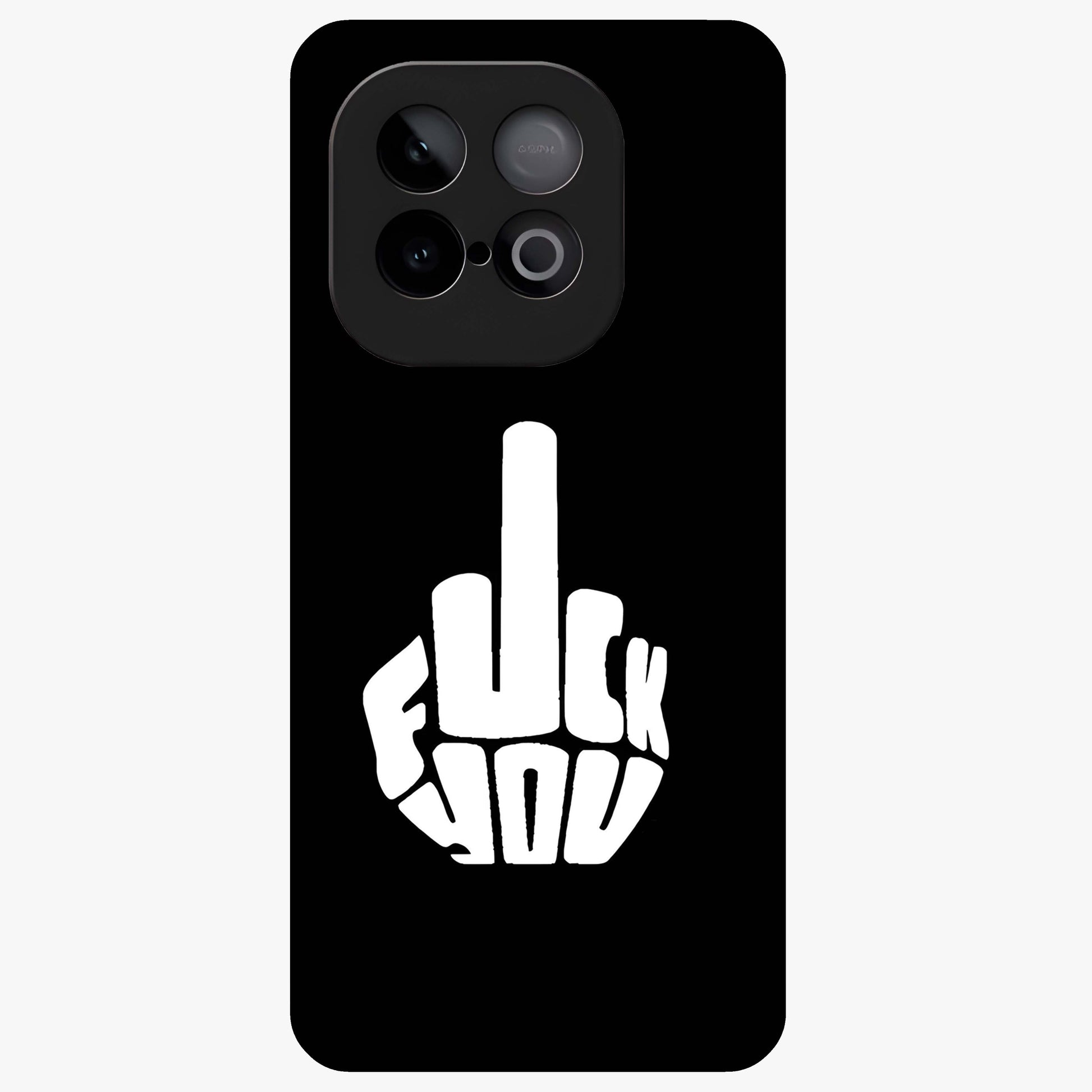 Rebel Mode On Glass Case showing flat back view with bold rebellious typography artwork and glossy glass finish.