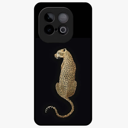 Regal Leopard Glass Case showing flat back view with bold leopard artwork and glossy glass finish.