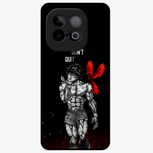 Rise Beyond Limits Glass Case showing flat back view with motivational typography artwork and glossy glass finish.