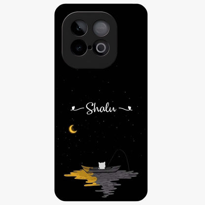 Silent Night Row Glass Case showing flat back view with calm night themed artwork and glossy glass finish.