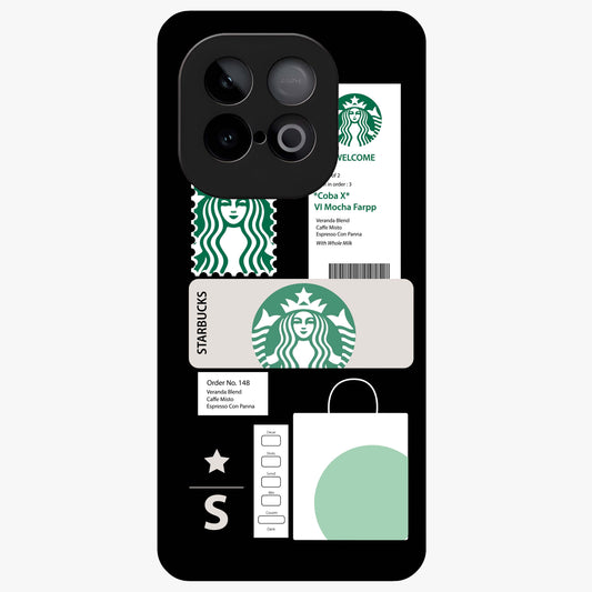 Starbucks Mocha Glass Case showing flat back view with coffee inspired artwork and glossy glass finish.