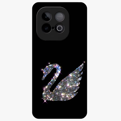 Starlit Swan Grace Glass Case showing flat back view with graceful swan artwork under starry sky and glossy glass finish.