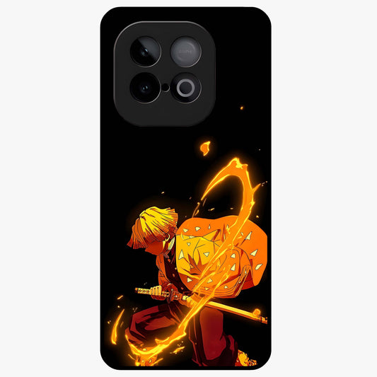 Thunder Flame Execution Glass Case showing flat back view with powerful flame and lightning artwork and glossy glass finish.