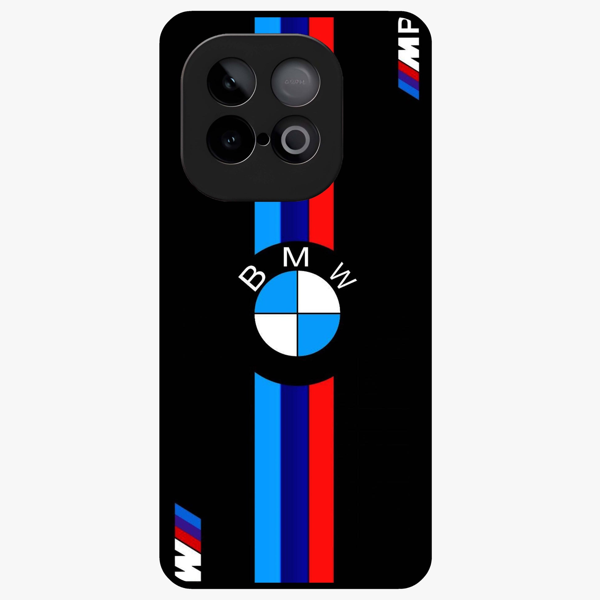 Turbo BMW Beast Glass Case showing flat back view with high performance sports car artwork and glossy glass finish.