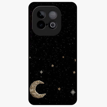 Twinkle Star With Half Moon Glass Case showing flat back view with star and half moon artwork and glossy glass finish.