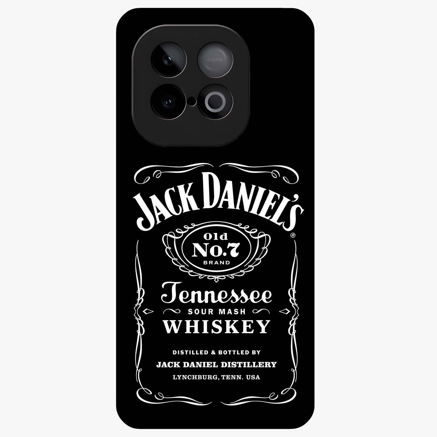 Vintage Whiskey Heritage Glass Case showing flat back view with classic whiskey inspired artwork and glossy glass finish.