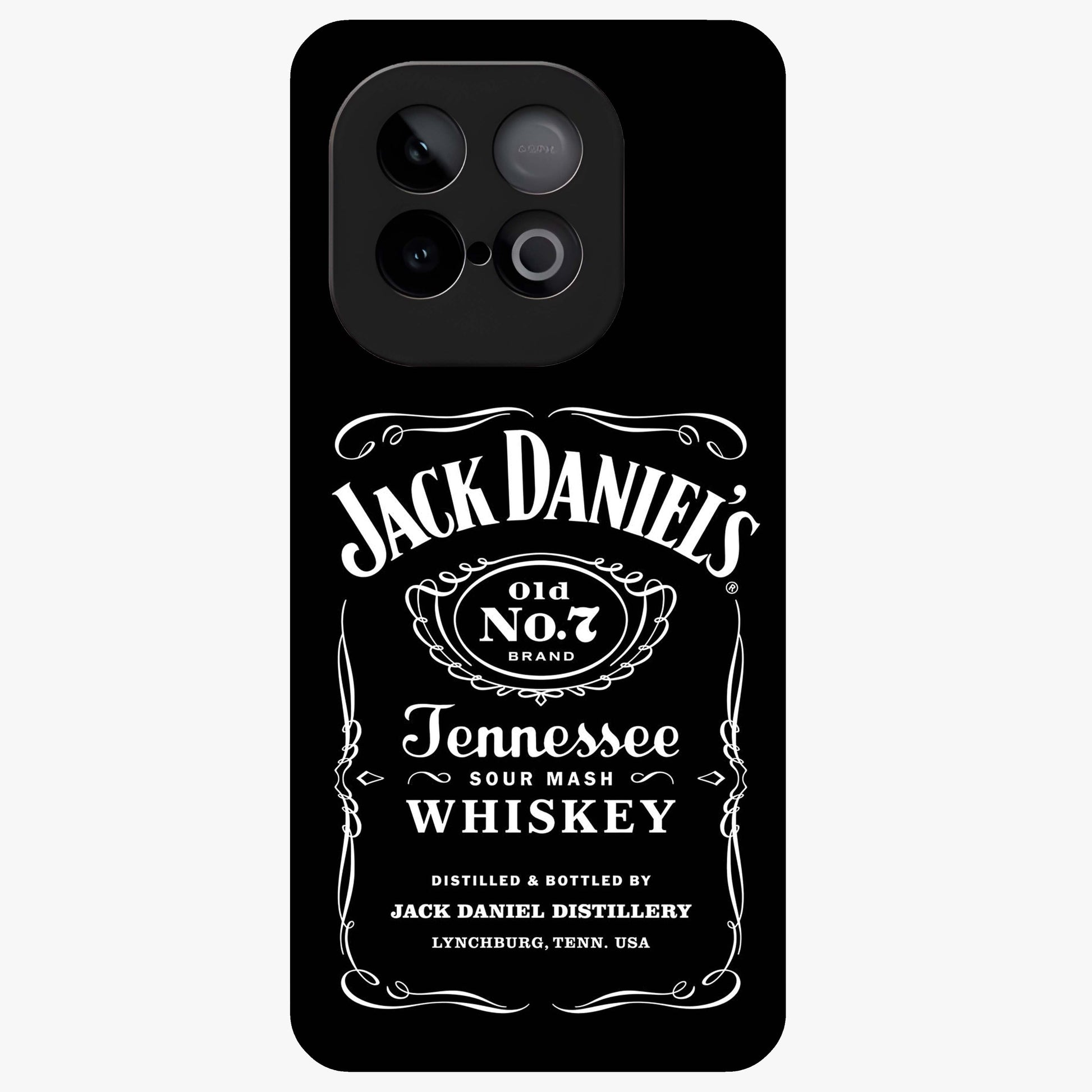 Vintage Whiskey Heritage Glass Case showing flat back view with classic whiskey inspired artwork and glossy glass finish.