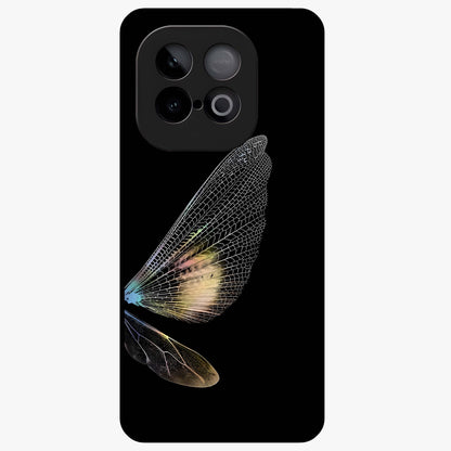 Whispers Of Wings Glass Case showing flat back view with graceful wing inspired artwork and glossy glass finish.