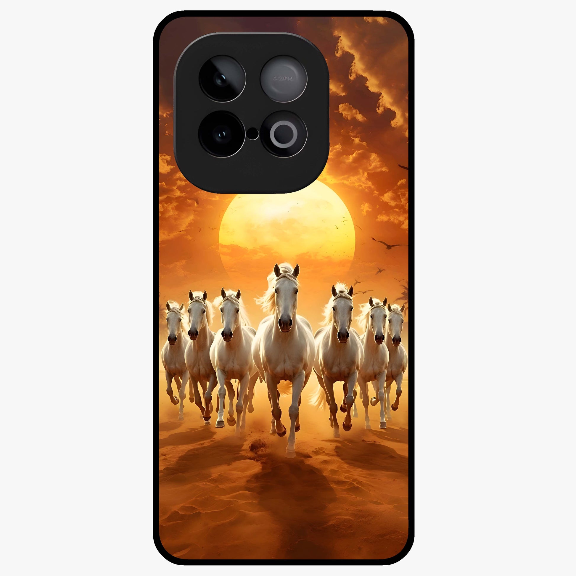 Wild Sunset Majesty Glass Case showing flat back view with majestic sunset landscape artwork and glossy glass finish.