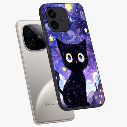 Abstract Cat Art Glass Case displayed in angled mockup highlighting modern abstract cat artwork and sleek glass surface.
