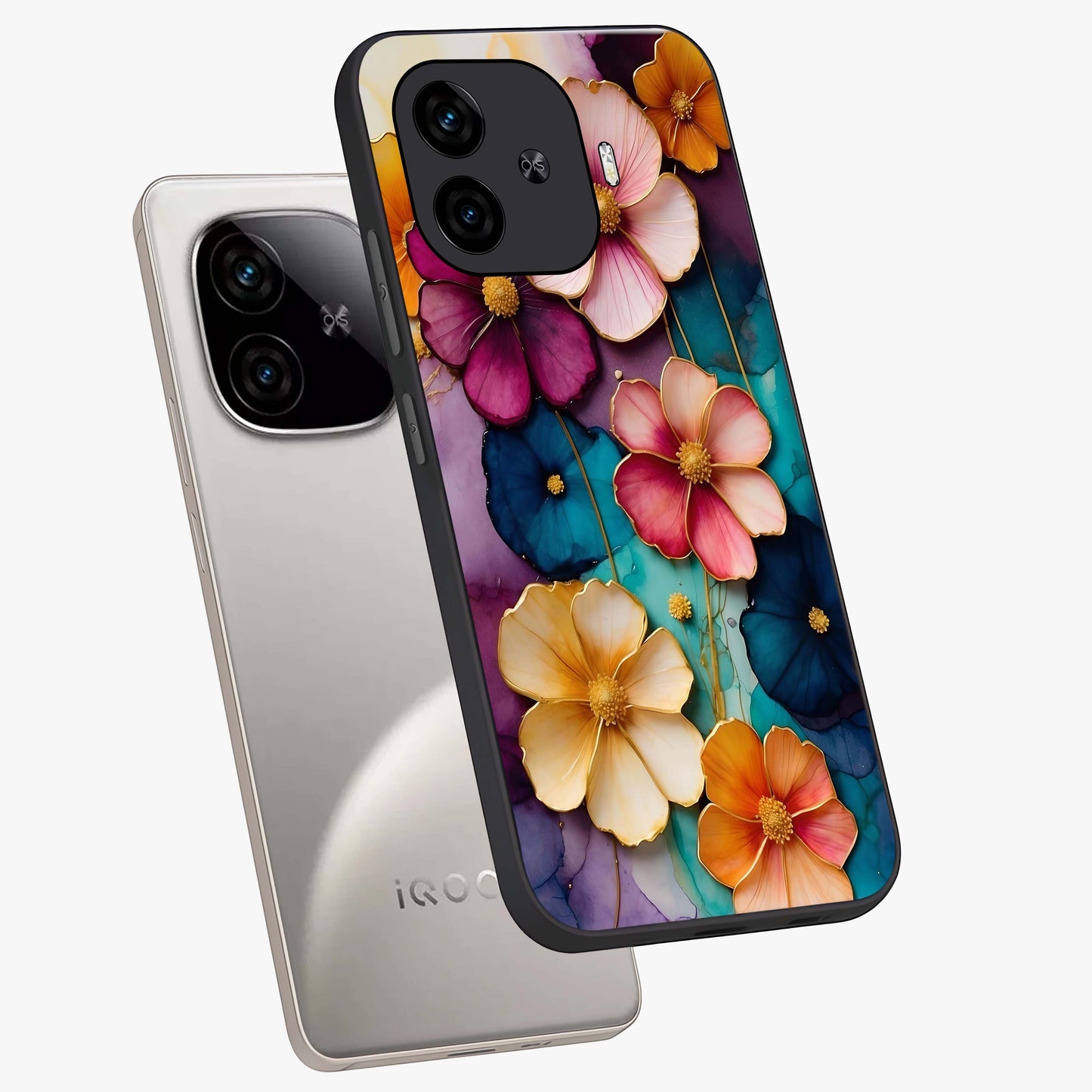 Artlyn Grace Flower Pattern Glass Case displayed in angled mockup highlighting delicate flower pattern design and smooth glass surface.