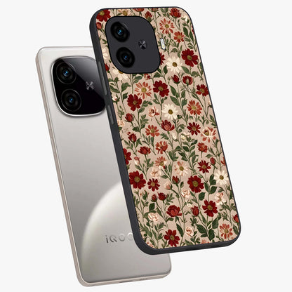 Biege Flower With Leaf Glass Case displayed in angled mockup highlighting minimal floral leaf design and elegant aesthetic.