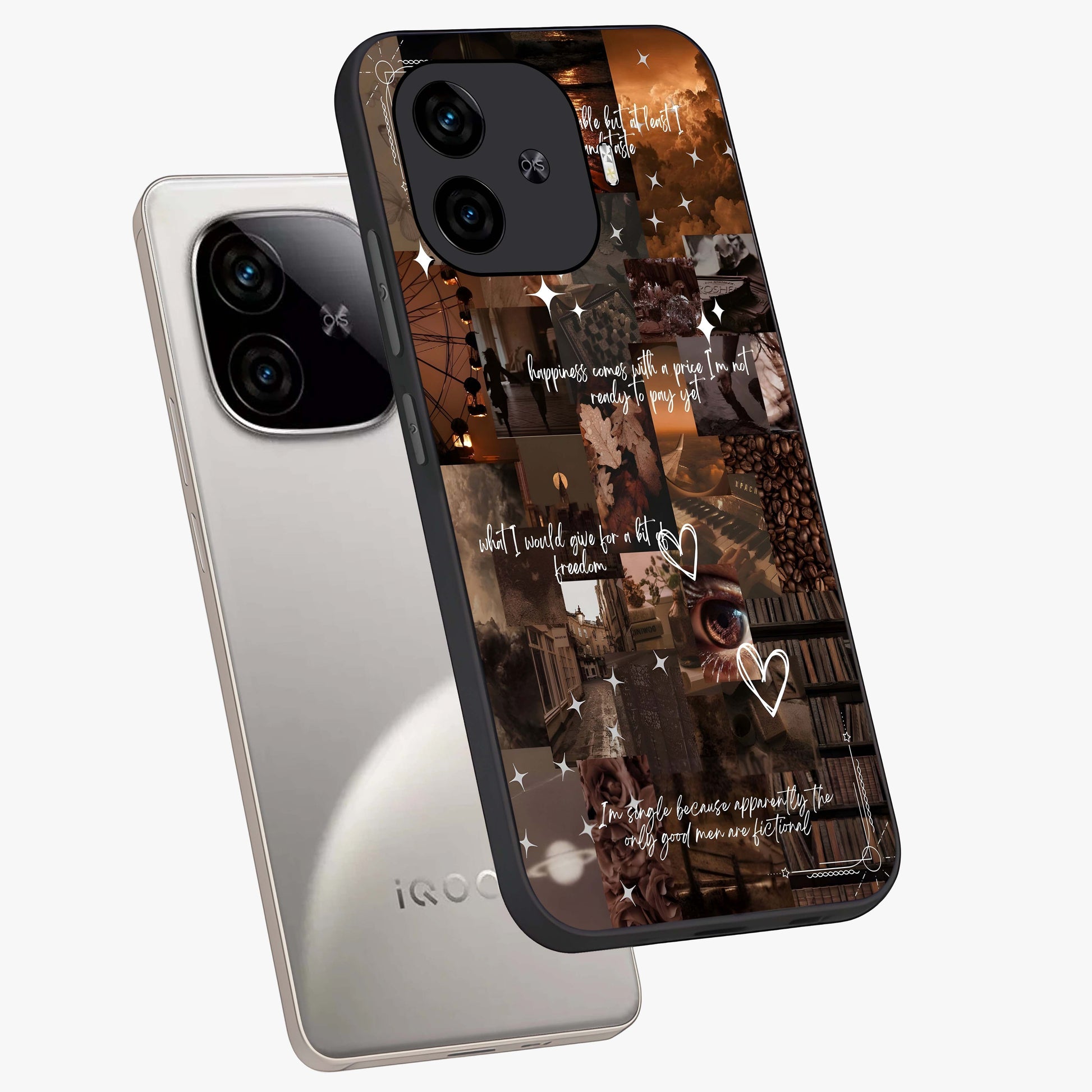 Bittersweet Aesthetic Chaos Glass Case displayed in angled mockup highlighting expressive abstract artwork and edgy aesthetic theme.