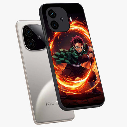 Blazing Sword Resolve Glass Case displayed in angled mockup highlighting powerful sword illustration and bold fantasy theme.