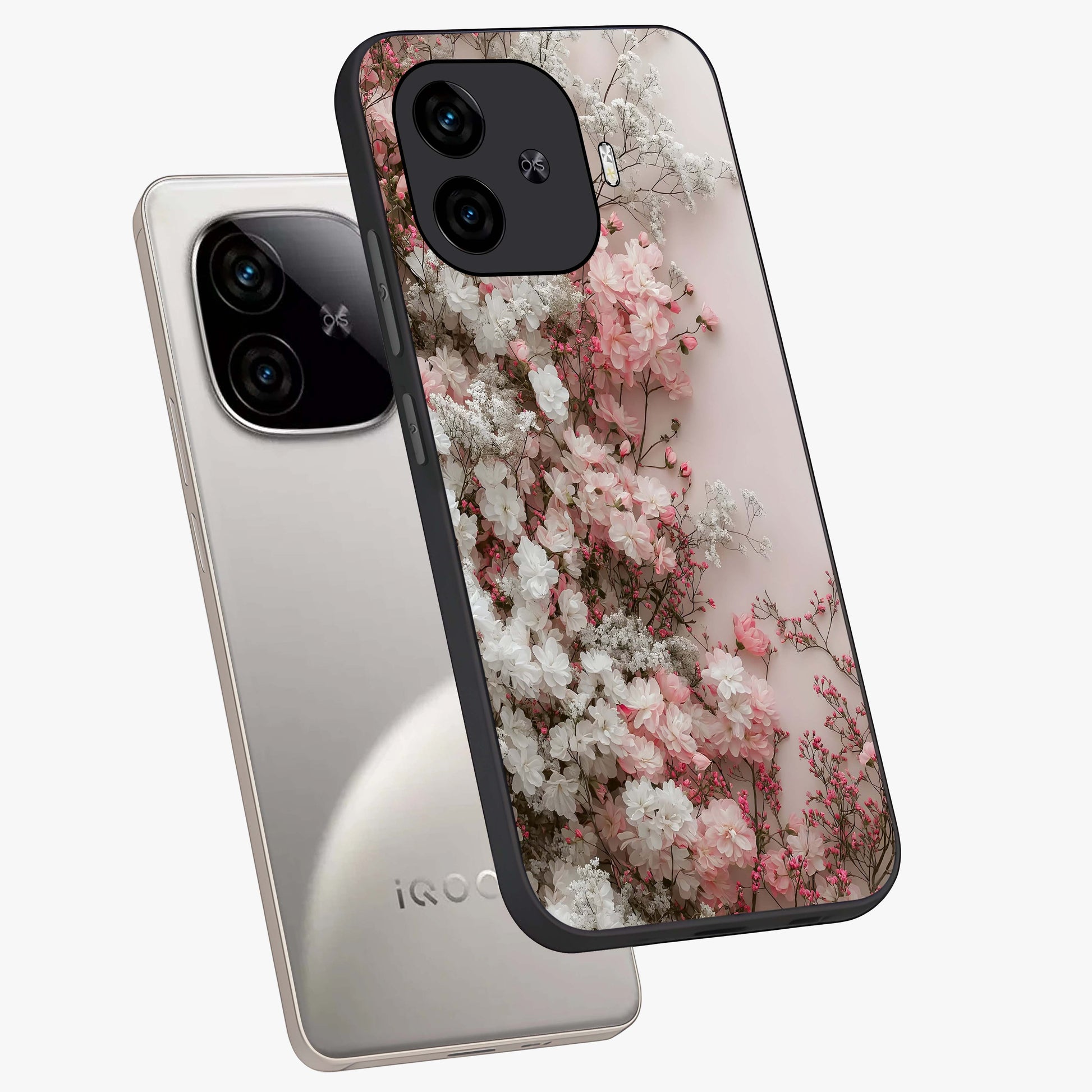 Blush Blossom Cloud Glass Case displayed in angled mockup highlighting soft cloud and blossom design with pastel aesthetic.
