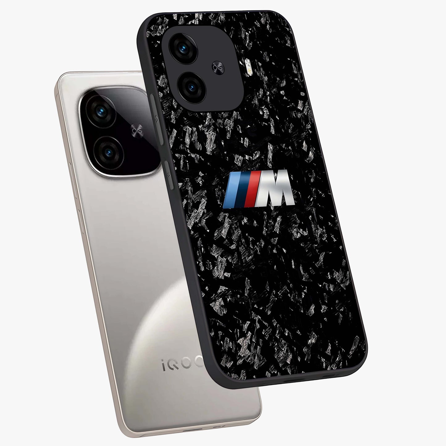 Carbon Speed Mark Glass Case displayed in angled mockup highlighting racing inspired carbon design and sleek aesthetic style.