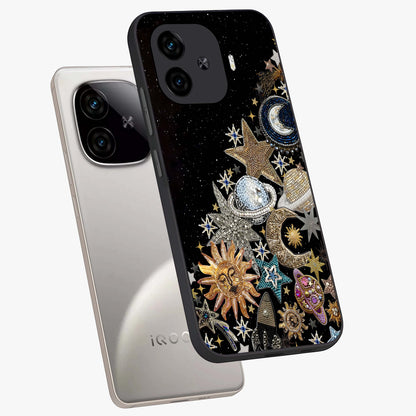 Cosmic Sparkle Dreams Glass Case displayed in angled mockup highlighting dreamy star sparkle design with celestial aesthetic.