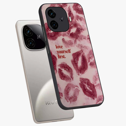 Crimson Kiss Love Glass Case displayed in angled mockup highlighting bold love inspired design with modern aesthetic style.