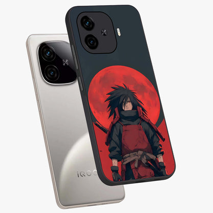 Crimson Moon Warlord Glass Case displayed in angled mockup highlighting dramatic crimson moon design with fantasy aesthetic.