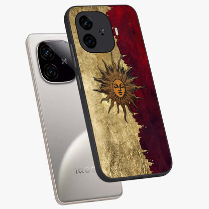 Crimson Sun Majesty Glass Case displayed in angled mockup highlighting majestic crimson sun design with bold aesthetic style.